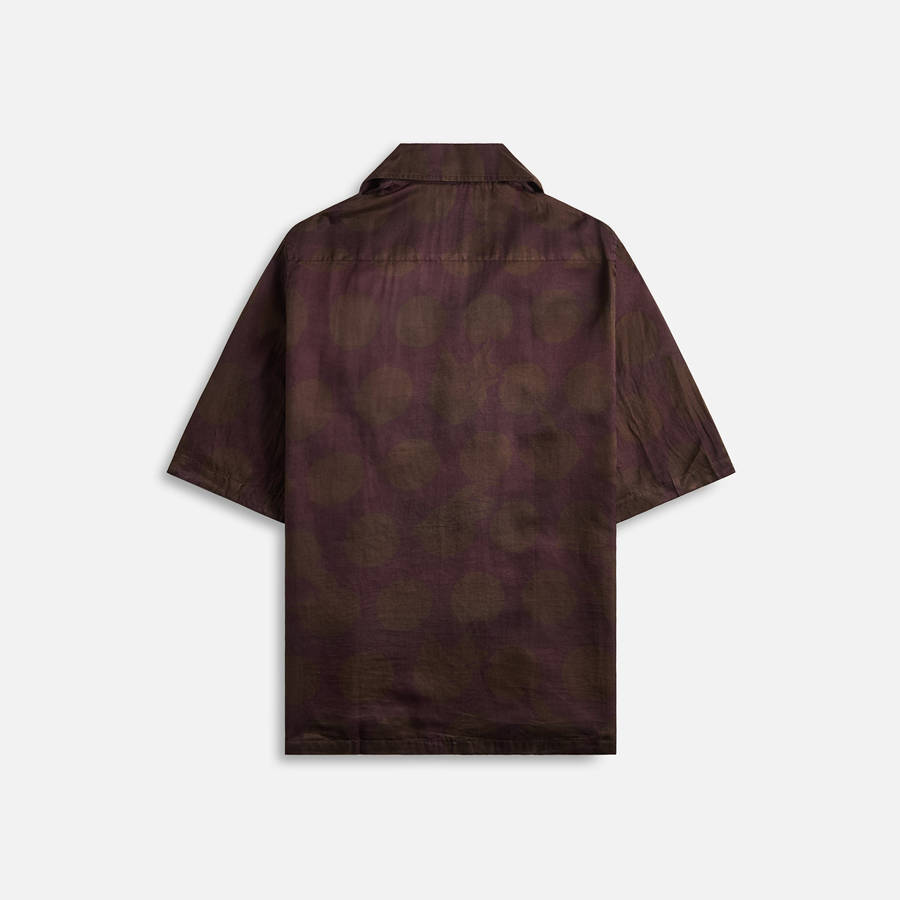Purple / Brown Men Kith Our Legacy Heusen Dotted Print Cotton Silk Shirts | 5832-AYEHC