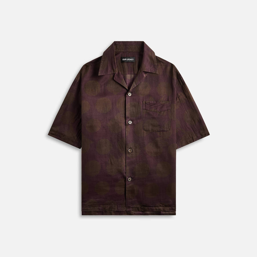 Purple / Brown Men Kith Our Legacy Heusen Dotted Print Cotton Silk Shirts | 5832-AYEHC