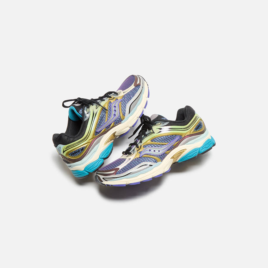 Purple / Yellow Men Kith Saucony Progrid Omni 9 Sneakers | 1594-RVWHT