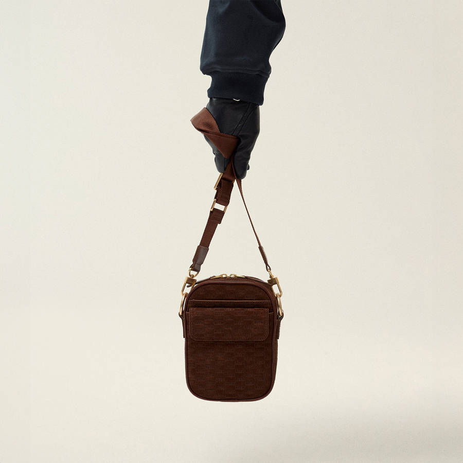 Red Men Kith Monogram Suede Utility Pouch Crossbody Bags | 3149-NFRIE