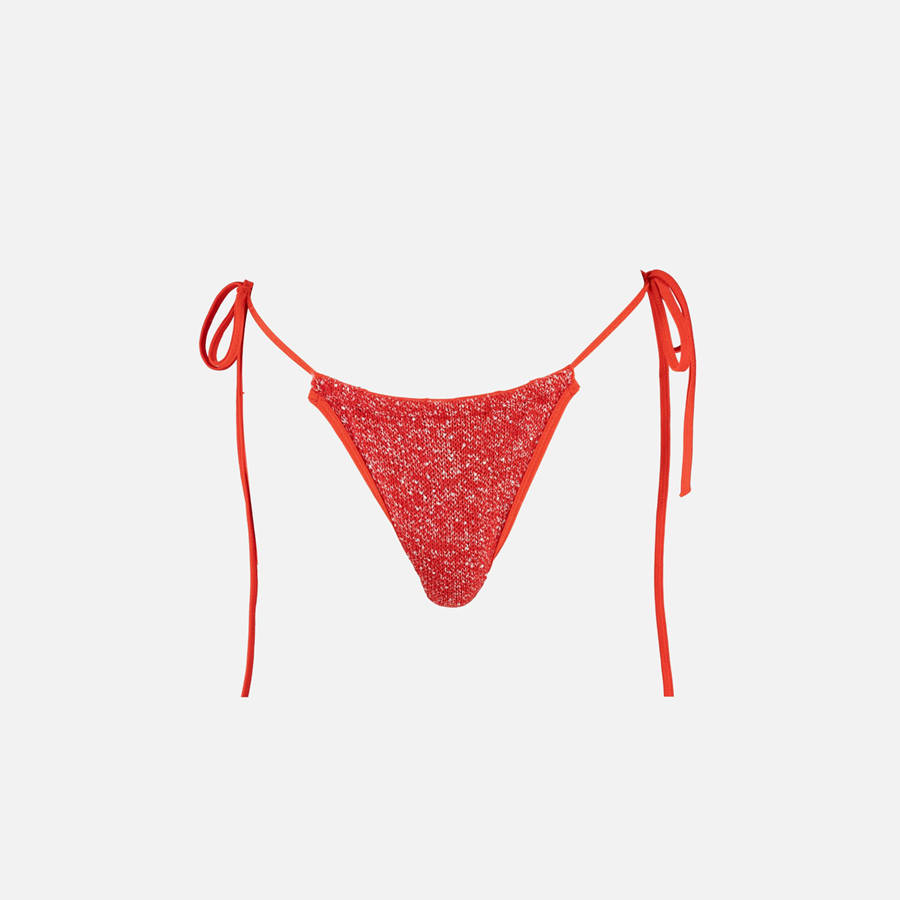 Red Women Kith Asta Resort Mia Knitted Bikini Bottom Swim | 8049-VFALG