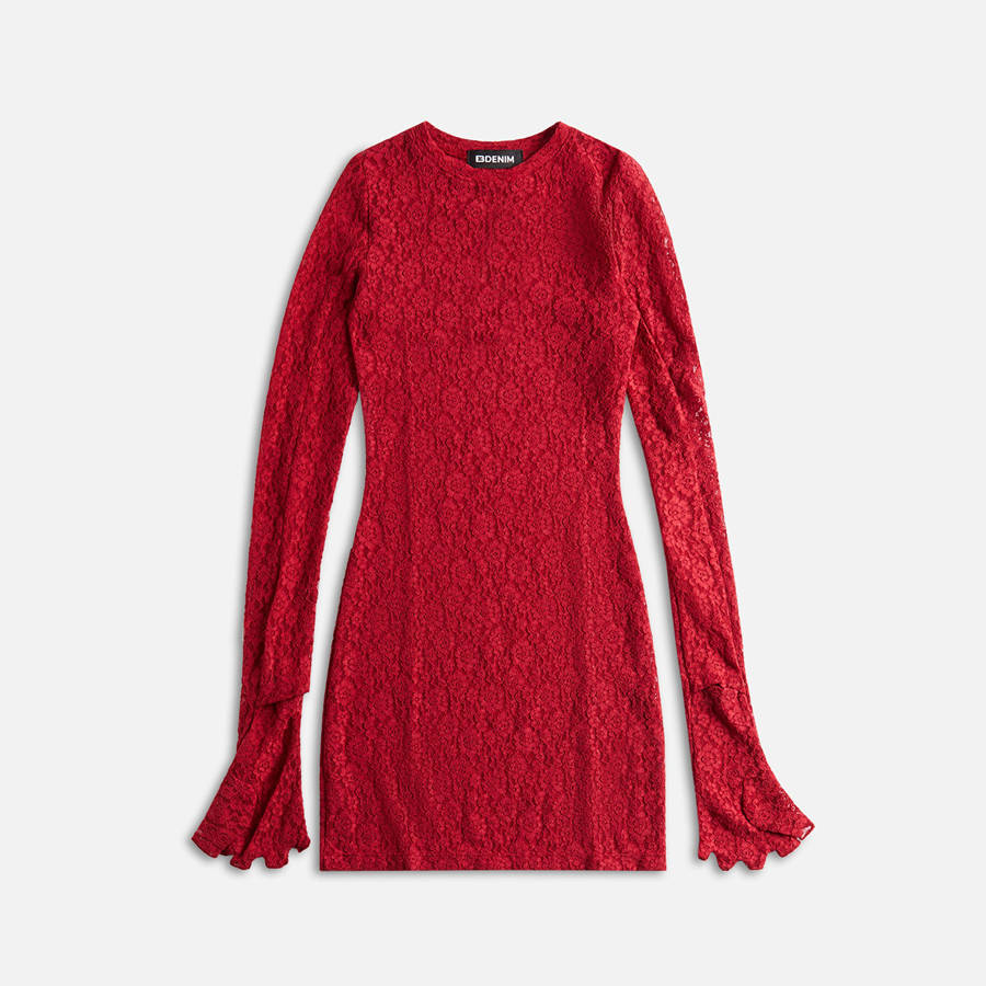 Red Women Kith EB Denim Lombardi Dress | 9601-NKBJM