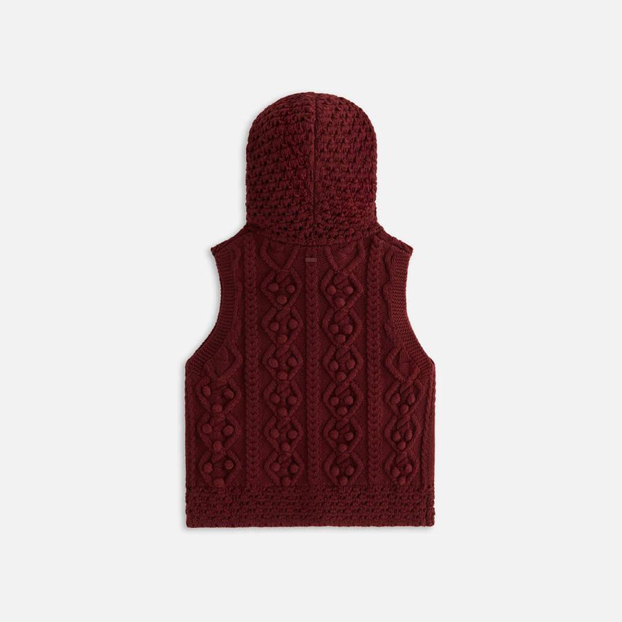 Red Women Kith Hartley Knit Fur Hooded Vest | 0637-IJRXG