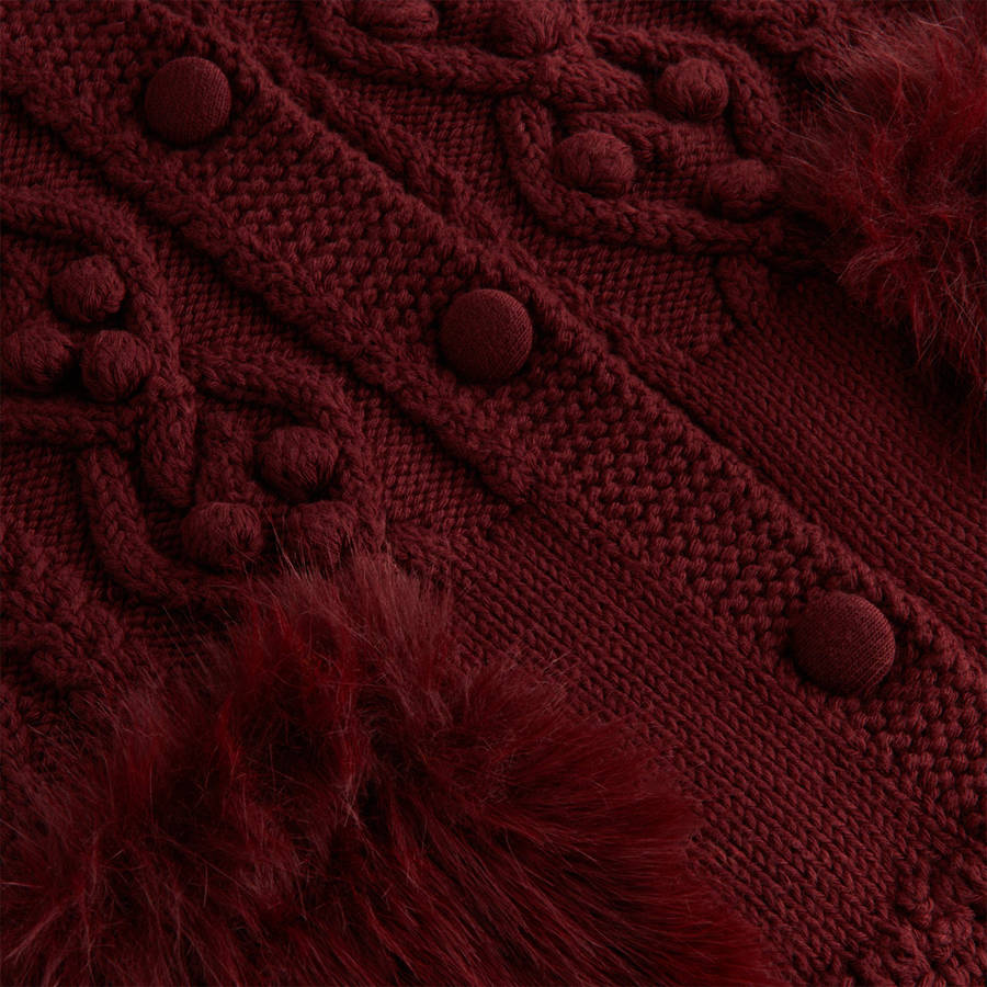 Red Women Kith Hartley Knit Fur Hooded Vest | 0637-IJRXG
