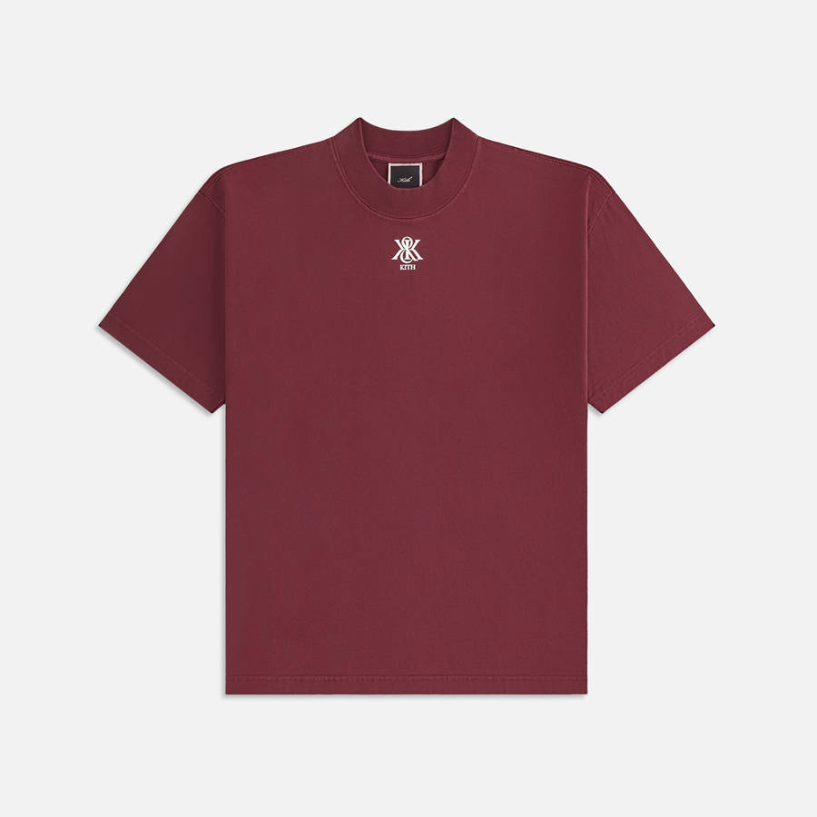 Red Women Kith Mock Neck Crest Vintage T-Shirt | 1573-HCVPK