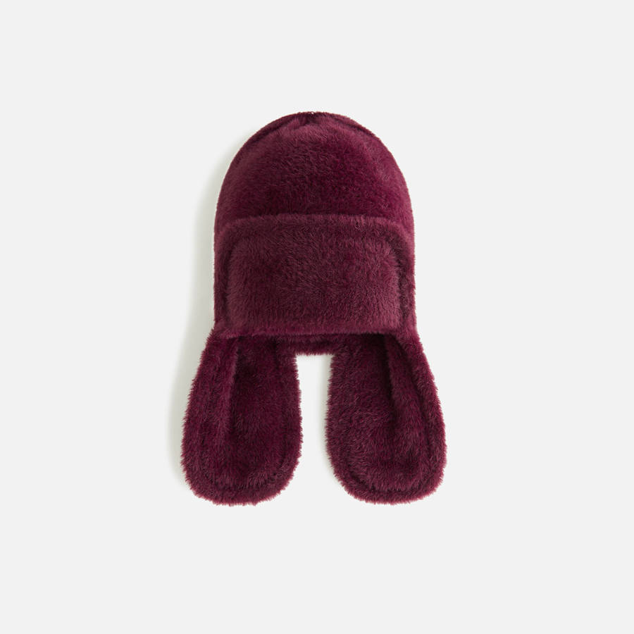 Red Women Kith Mohair Earflap Beanie Headwear | 3572-HUQNG