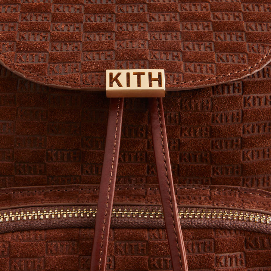 Red Women Kith Monogram Debossed Suede Backpack Bags | 1502-USEQJ