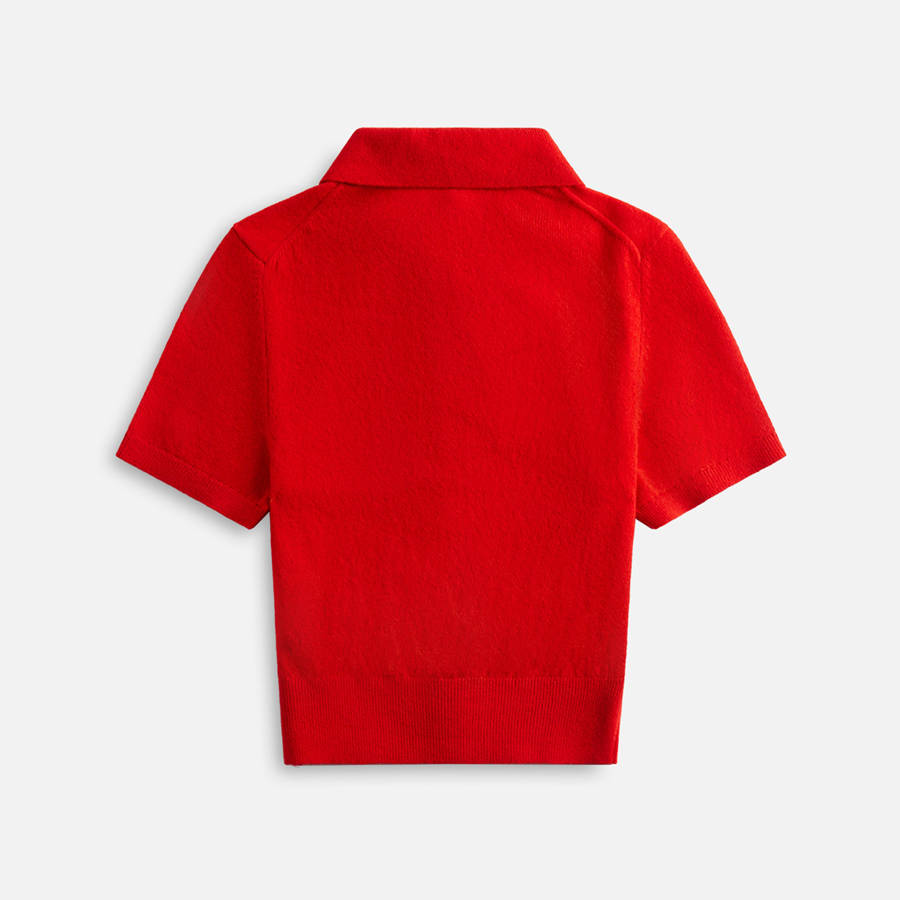Red Women Kith T by Alexander Wang Short Sleeve Polo Cardigan Sweaters | 8475-YMXVF