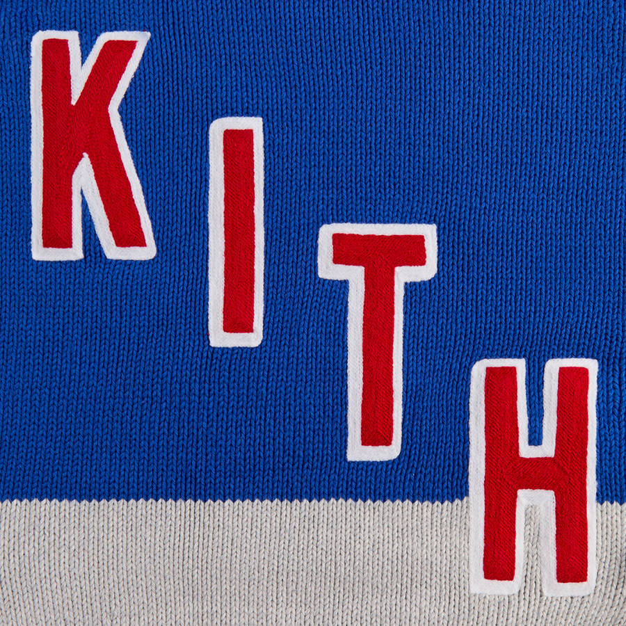 Red / Blue / White Men Kith for the New York Rangers Hooded Delk Sweater Sweatshirts | 5134-UXRAQ