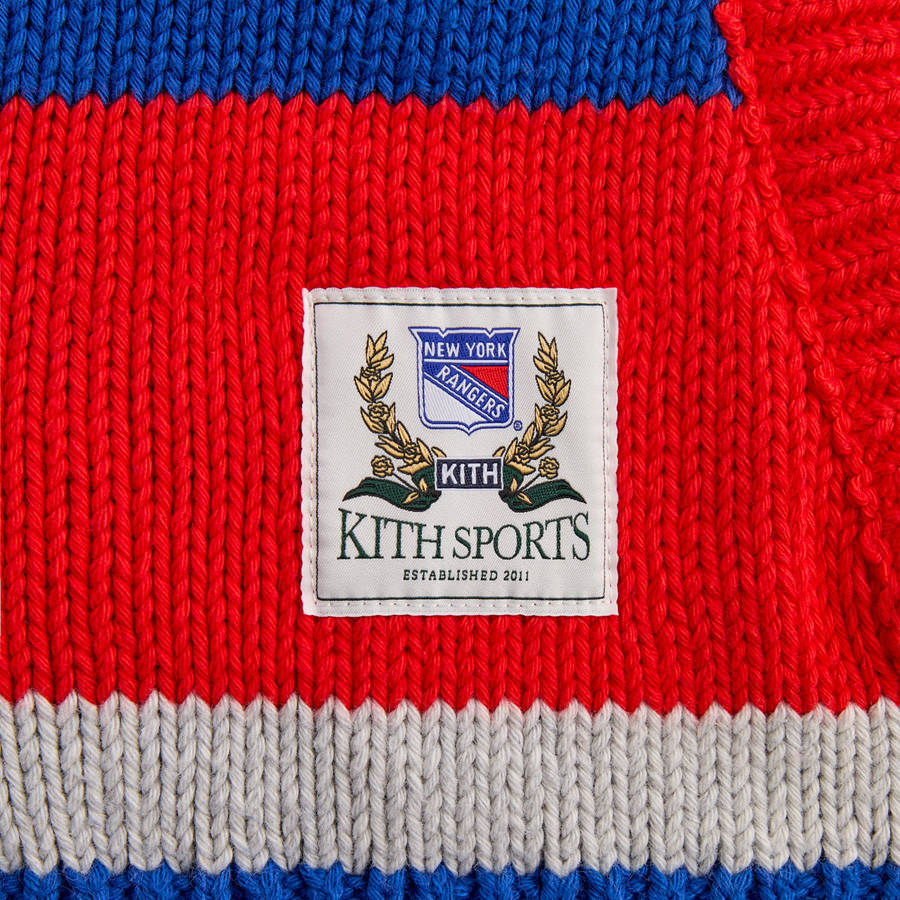 Red / Blue / White Men Kith for the New York Rangers Hooded Delk Sweater Sweatshirts | 5134-UXRAQ