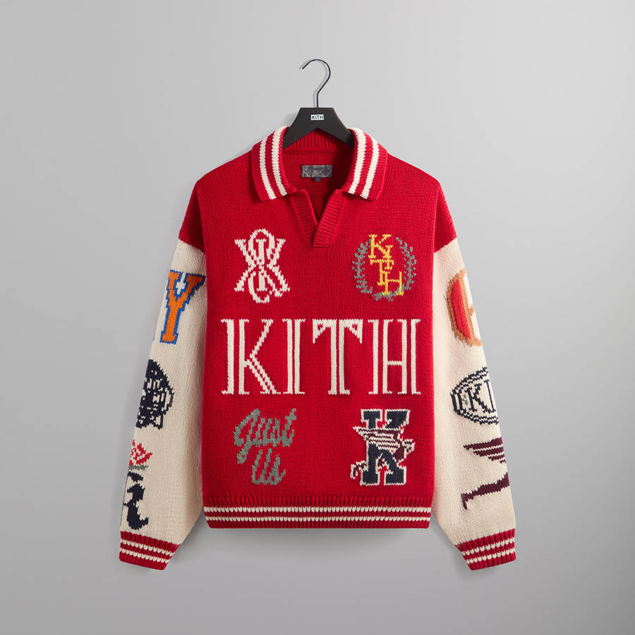 Red / White Men Kith Nelson Rugby Sweater Shirts | 3601-FKBAN