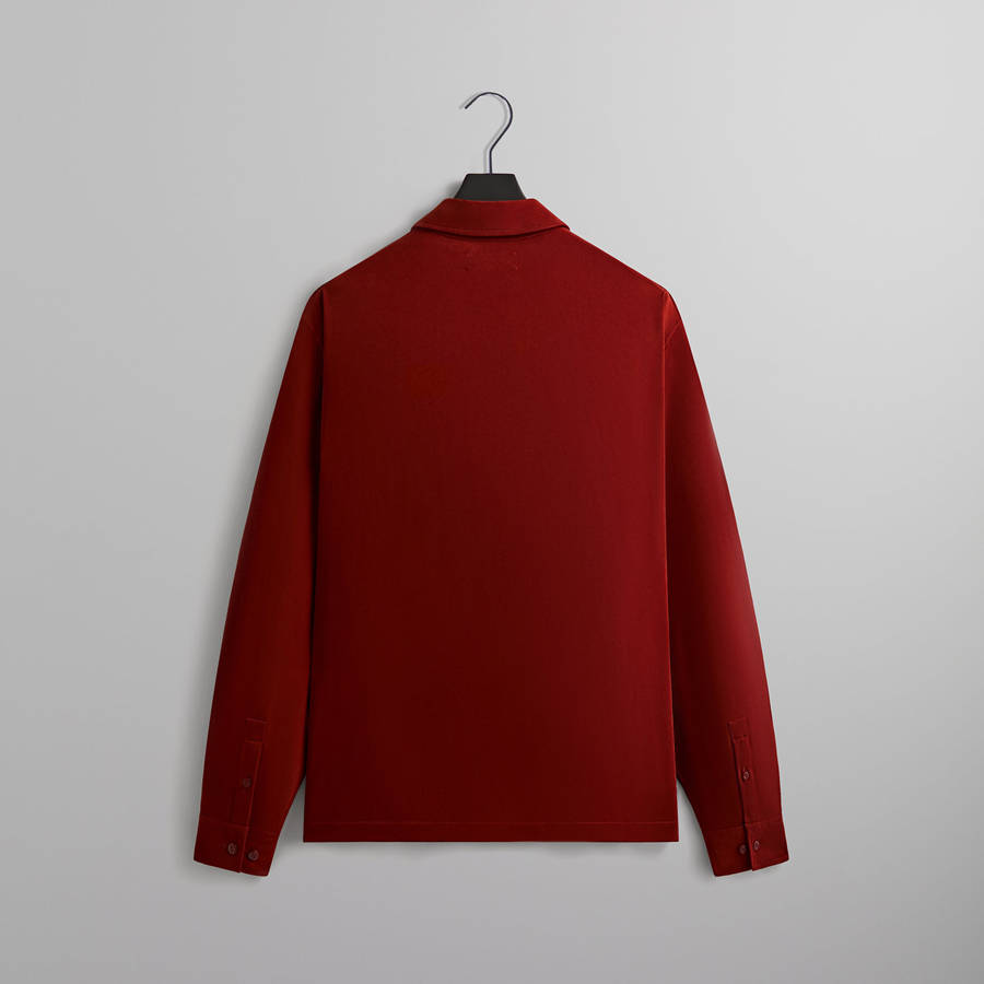 Red / White Men Kith Sueded Sateen Boxy Collared Overshirt Jackets | 3470-CATFN