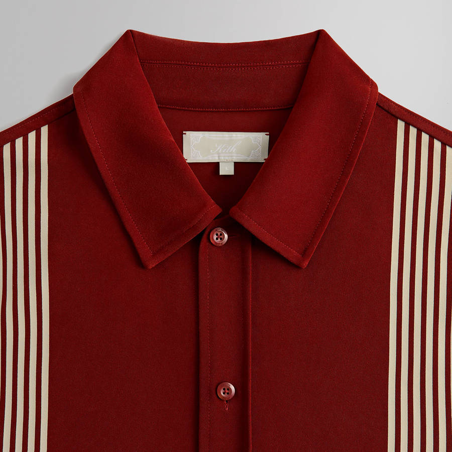 Red / White Men Kith Sueded Sateen Boxy Collared Overshirt Jackets | 3470-CATFN