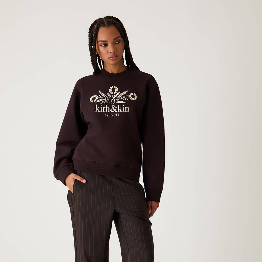 Red / White Women Kith Ashwin and Kin Bellflower Crewneck Sweaters | 2469-CBQWU