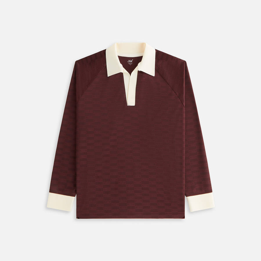 Red / White Women Kith Ridley Polo Monogram Jersey Long Sleeve Shirts | 4723-IGKZX