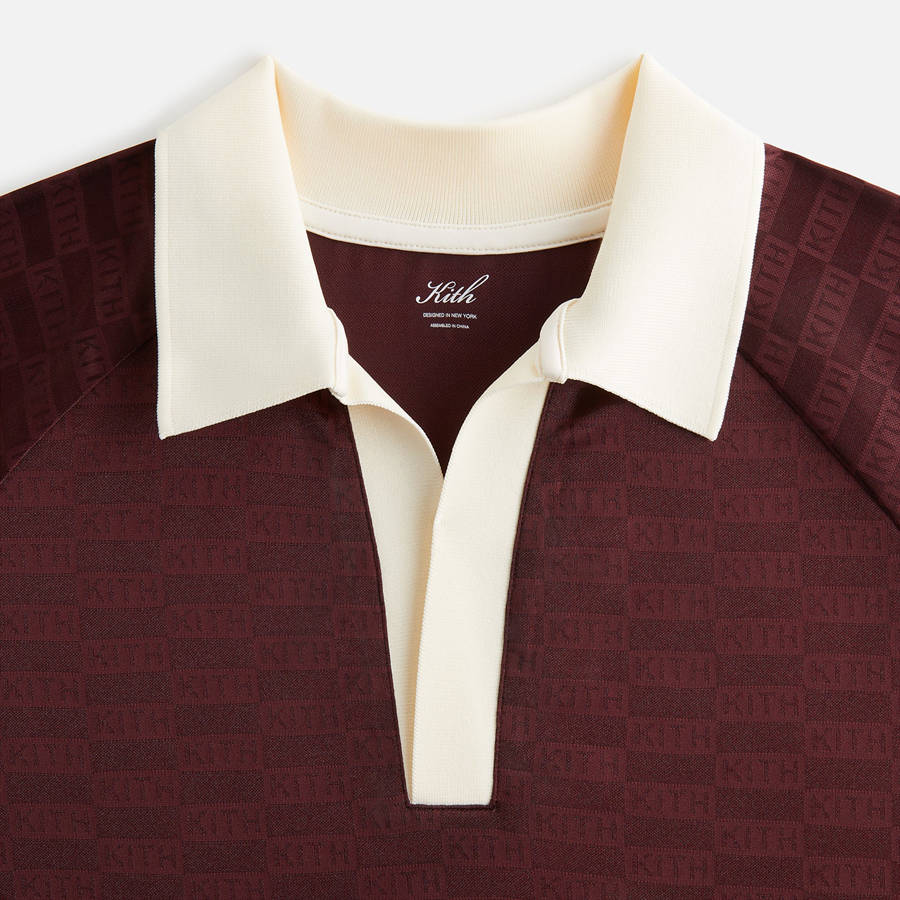 Red / White Women Kith Ridley Polo Monogram Jersey Long Sleeve Shirts | 4723-IGKZX