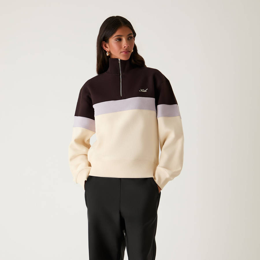 Red / White / Grey Women Kith Hunter Panelled Quarter Zip Sweatshirts | 4581-YFGMV
