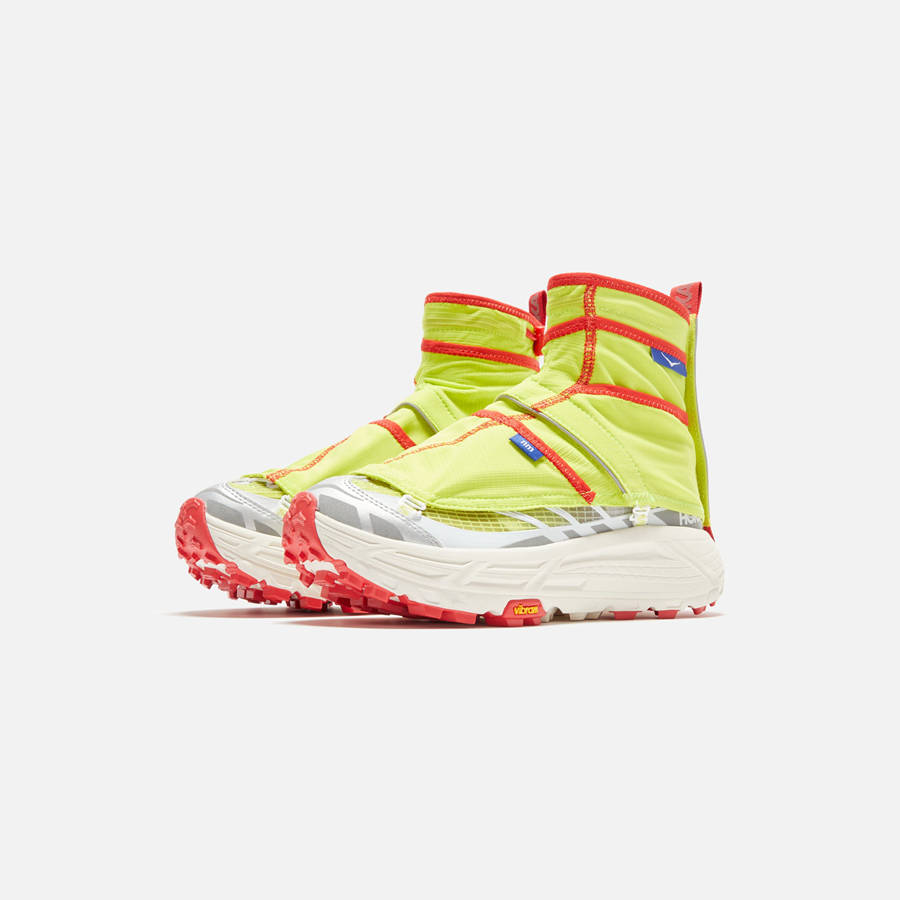 Red / Yellow / Silver Men Kith HOKA x Nicole McLaughlin Mafate THREE2 Sneakers | 6510-RNGKL