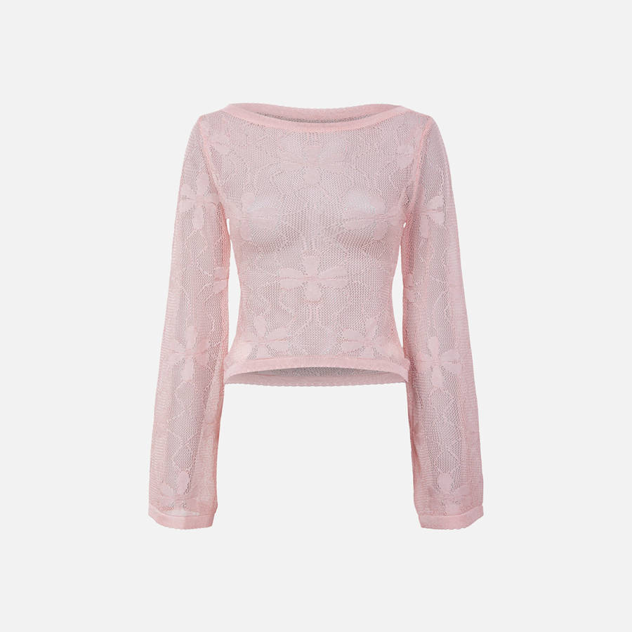 Rose Women Kith Asta Resort Claudia Tricot Top Shirts | 7296-PFUBY