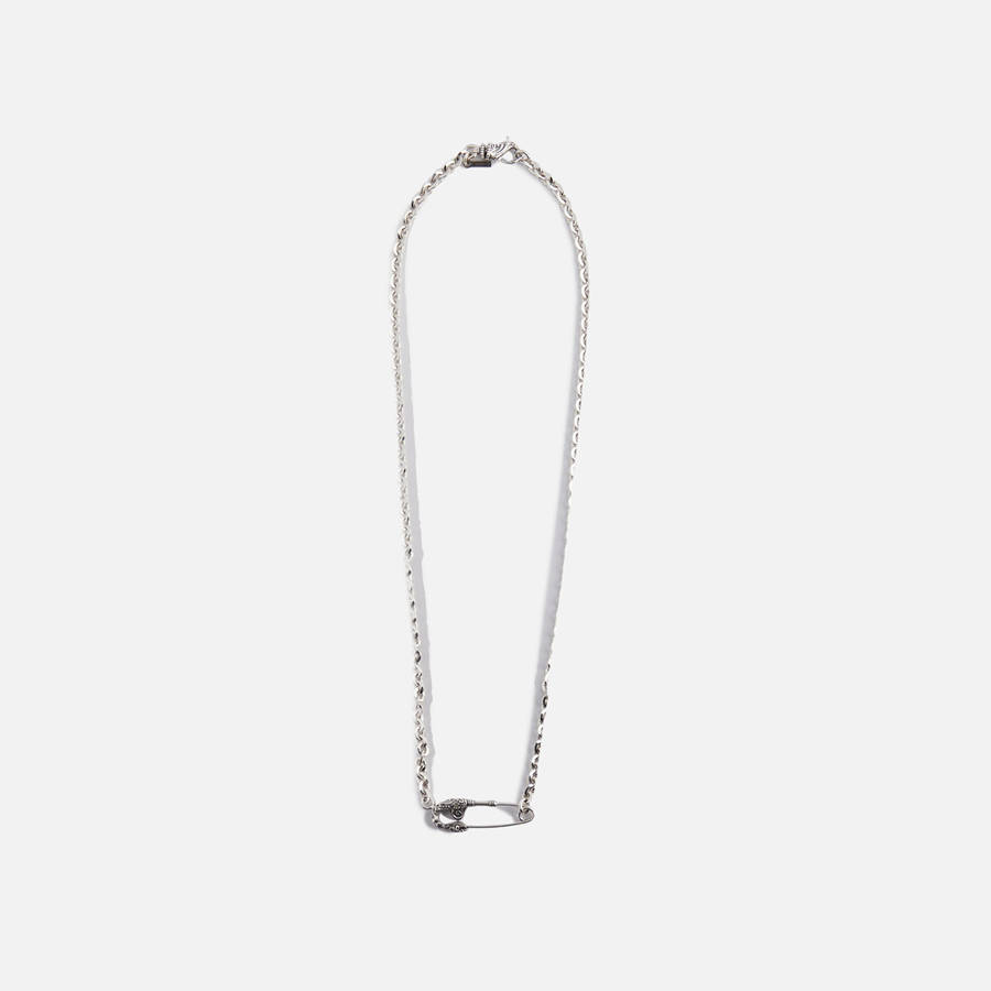 Silver Men Kith Emanuele Bicocchi Arabesque Safety Pin Necklace Large Jewelry | 8476-BNWAE