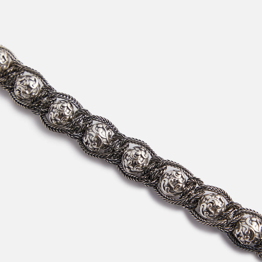Silver Men Kith Emanuele Bicocchi Arabesque Shamballa Bracelet Jewelry | 6704-BUAMS