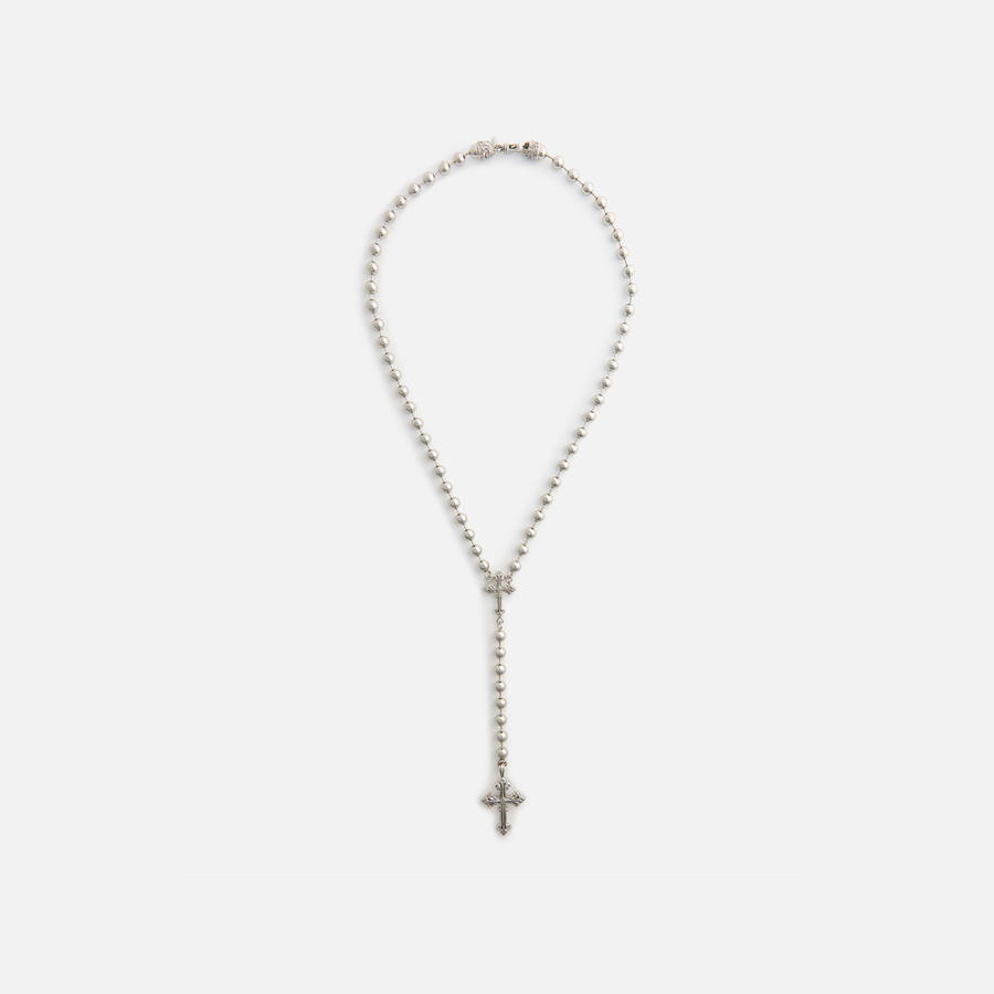 Silver Men Kith Emanuele Bicocchi Beaded Chain Rosary Necklace Jewelry | 0973-QZOPA
