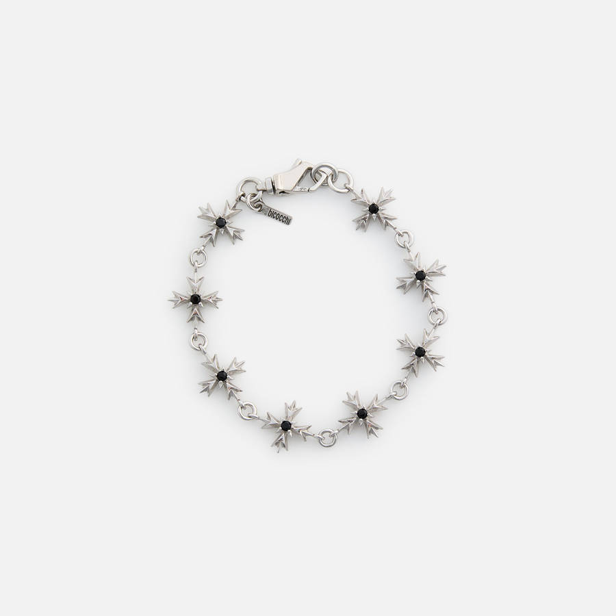 Silver Men Kith Emanuele Bicocchi Black Zirconia Crest Bracelet Jewelry | 6312-EYBHI