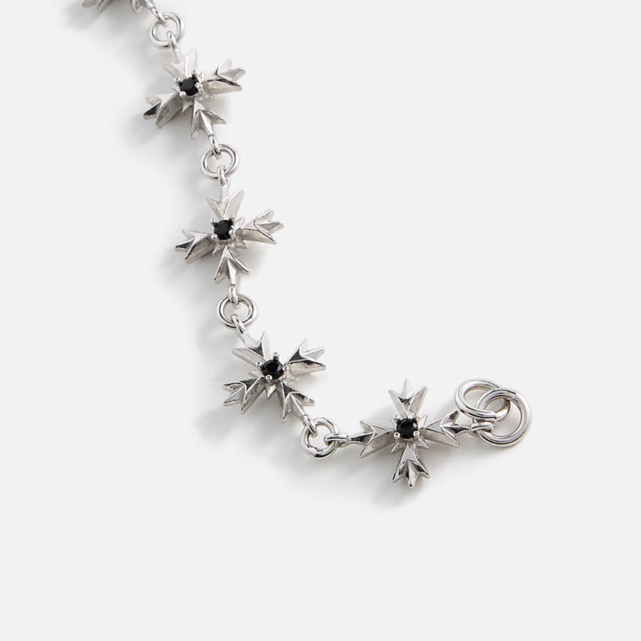 Silver Men Kith Emanuele Bicocchi Black Zirconia Crest Bracelet Jewelry | 6312-EYBHI