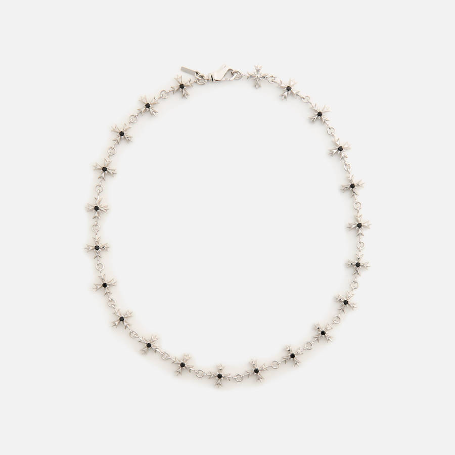 Silver Men Kith Emanuele Bicocchi Black Zirconia Crest Necklace Jewelry | 8540-KSDTF