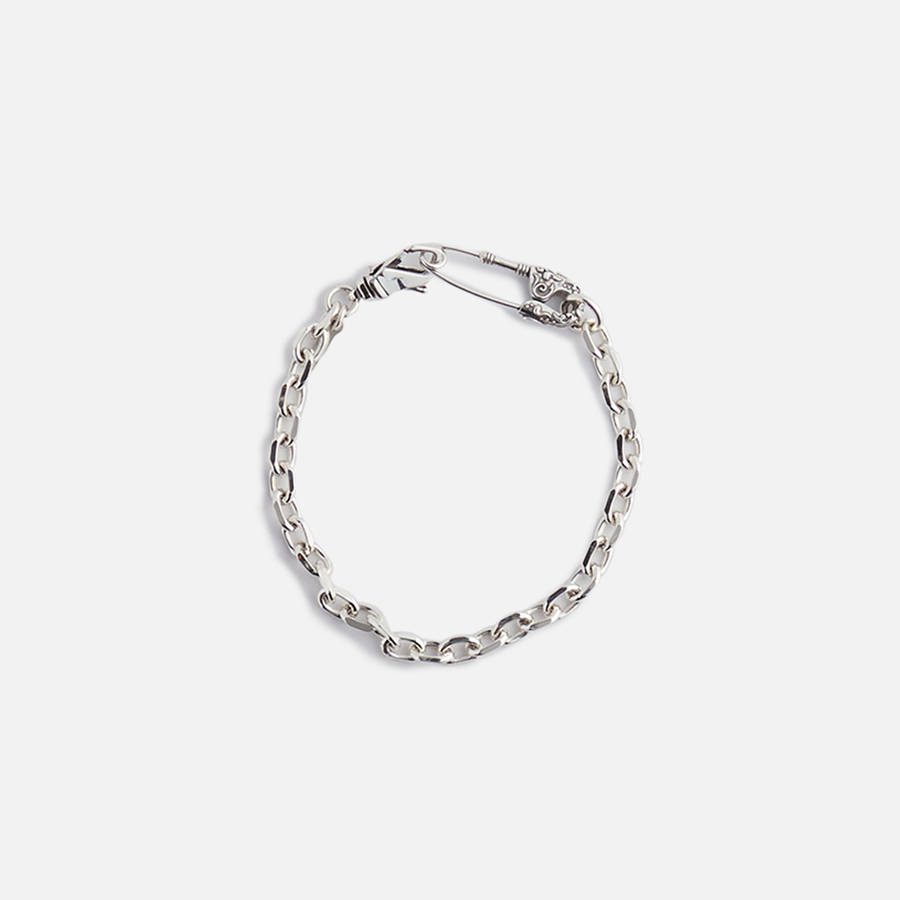 Silver Men Kith Emanuele Bicocchi Crest Safety Pin Bracelet Jewelry | 0759-RBECS