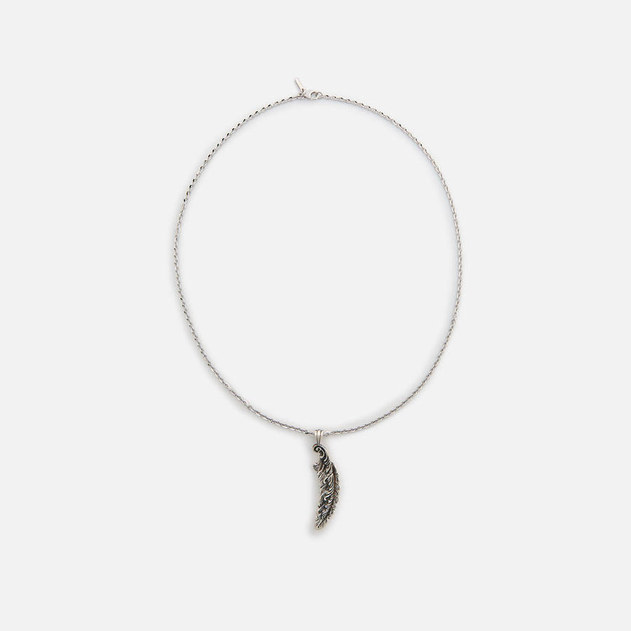 Silver Men Kith Emanuele Bicocchi Feather Pendant Necklace Jewelry | 6879-RHMCD