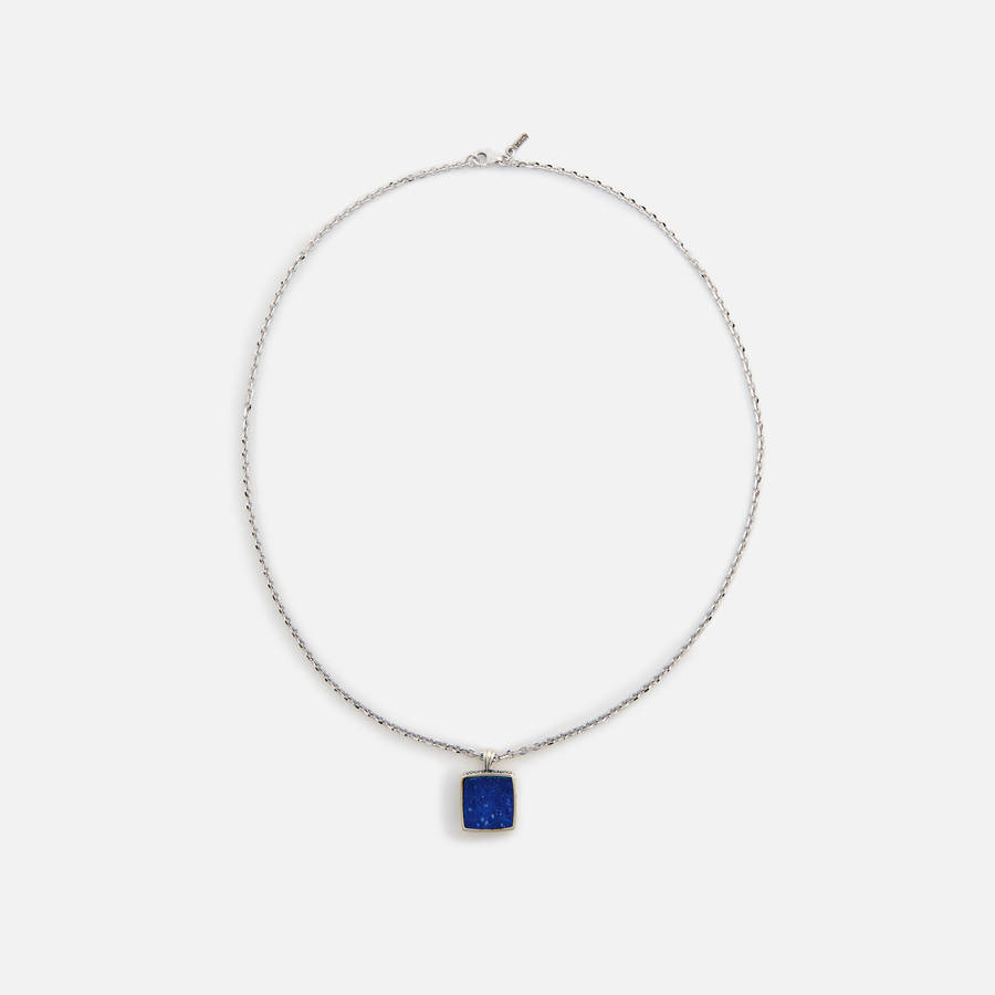 Silver Men Kith Emanuele Bicocchi Square Lapis Amulet Necklace Jewelry | 6170-EPLWD