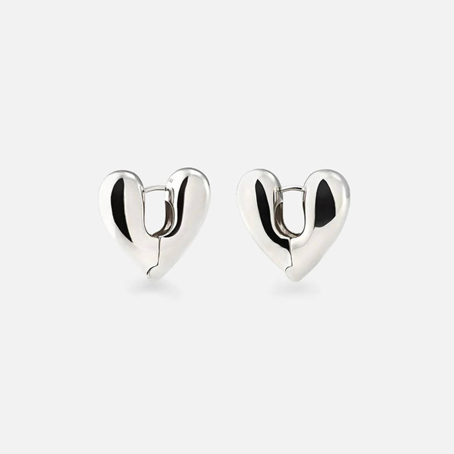 Silver Women Kith Annika Inez Large Heart Hoops Jewelry | 7031-HCPMV