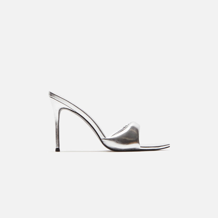 Silver Women Kith Femme LA Saint Slipper Heels | 7613-UELCP