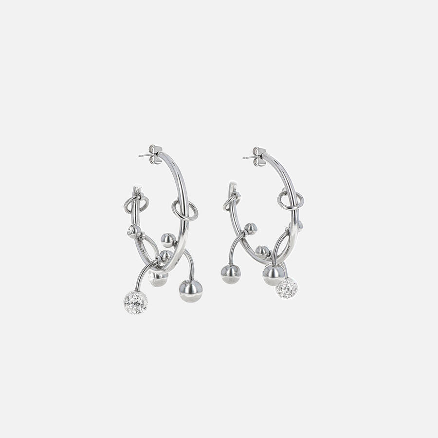 Silver Women Kith Justine Clenquet Neve Crystal Earrings Jewelry | 8903-DXLKV
