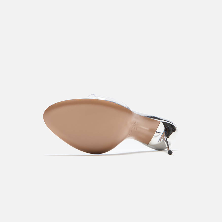 Silver Women Kith Paris Texas Lidia Mule Heels | 7581-EOIVU