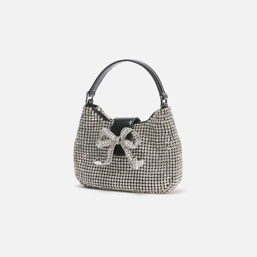 Silver Women Kith Self-Portrait Diamante Crescent Bow Bags | 8417-ADPCH