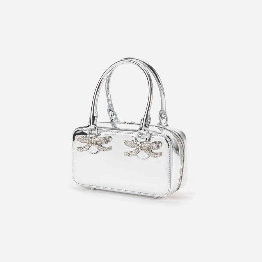 Silver Women Kith Self-Portrait Leather Mini Tote Bags | 3268-QGDUC