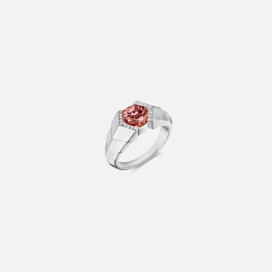 Silver Women Kith VL Cepher Arris Ring in Sterling Silver with Malaya Garnet and Diamond Jewelry | 5314-WPFSK