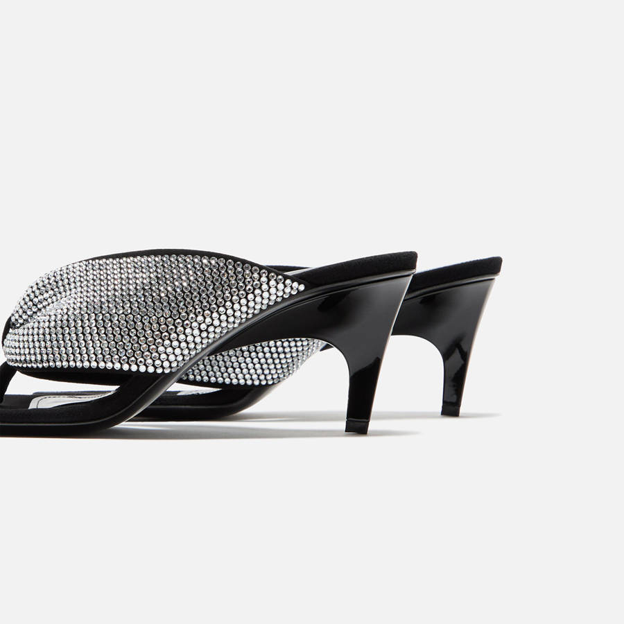 Silver / Black Women Kith The Attico Rem 60mm Sandal Heels | 4826-MPBWZ