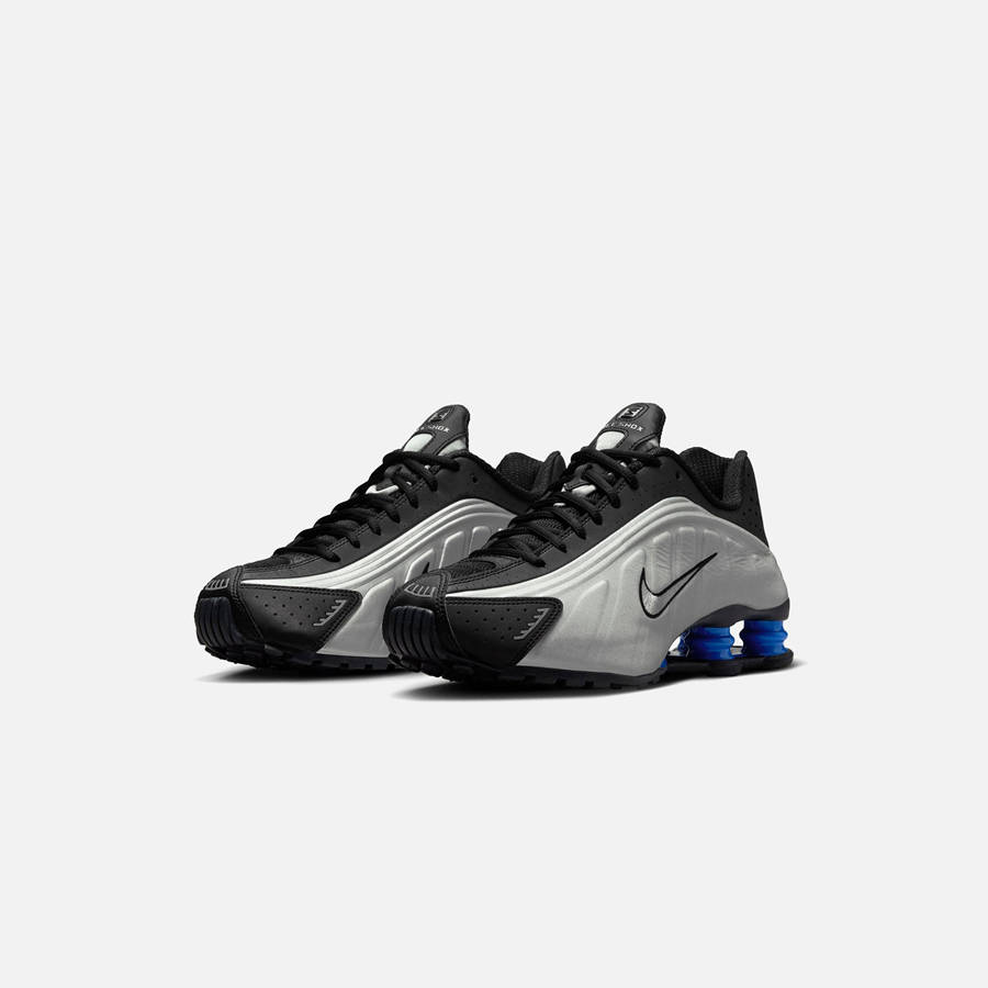 Silver / Black / Blue Women Kith Nike WMNS Shox R4 Sneakers | 8362-JLGCW