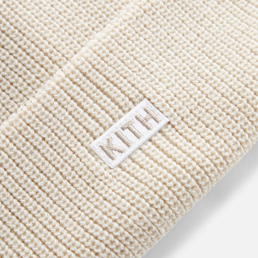 White Kids' Kith Classic Beanie Headwear | 5903-CQSFA