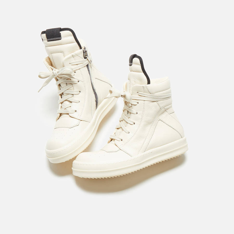 White Kids' Kith Rick Owens Geobasket Sneakers | 6457-MHLGX