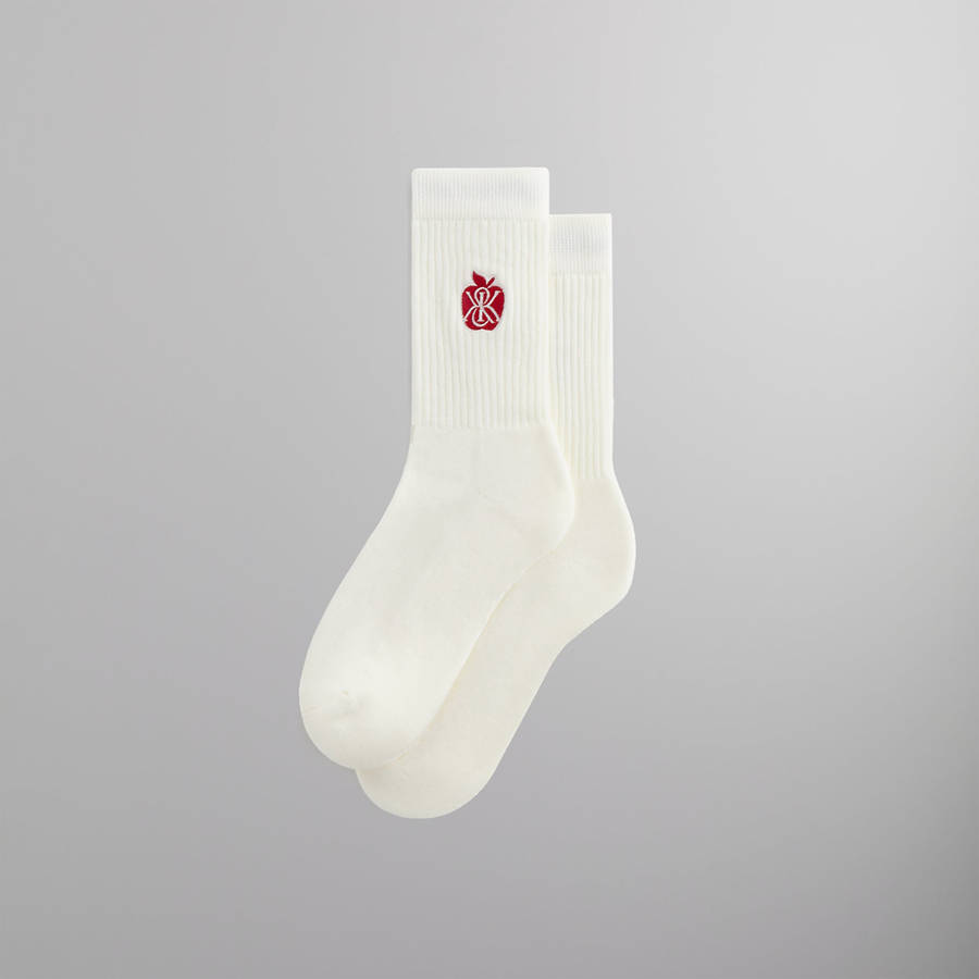 White Men Kith Apple Crest Embroidered Socks | 8096-RQYCU
