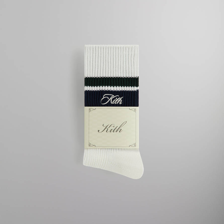 White Men Kith Calf Stripe Relaxed Crew Socks | 4063-RYKUX