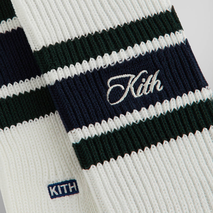 White Men Kith Calf Stripe Relaxed Crew Socks | 4063-RYKUX