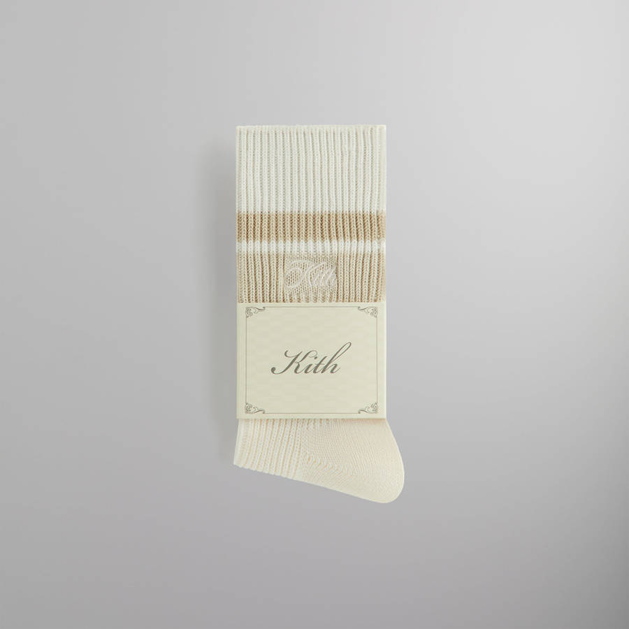 White Men Kith Calf Stripe Relaxed Crew Socks | 1859-AJWDS