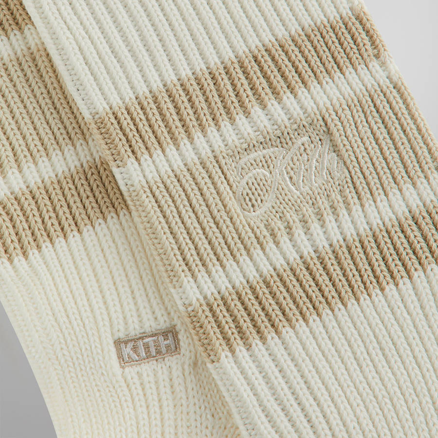 White Men Kith Calf Stripe Relaxed Crew Socks | 1859-AJWDS