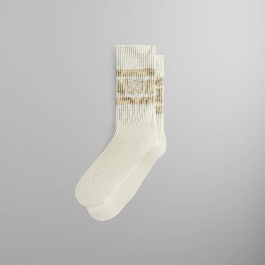White Men Kith Calf Stripe Relaxed Crew Socks | 1859-AJWDS