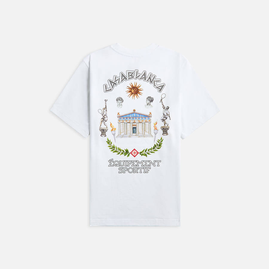 White Men Kith Casablanca Le Temple Du Sport Printed T-Shirt | 1328-TXCNJ